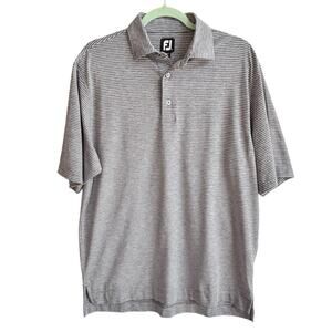 FJ FootJoy Golf Polo Shirt Men’s Medium Heather Gray & White Performance Stretch